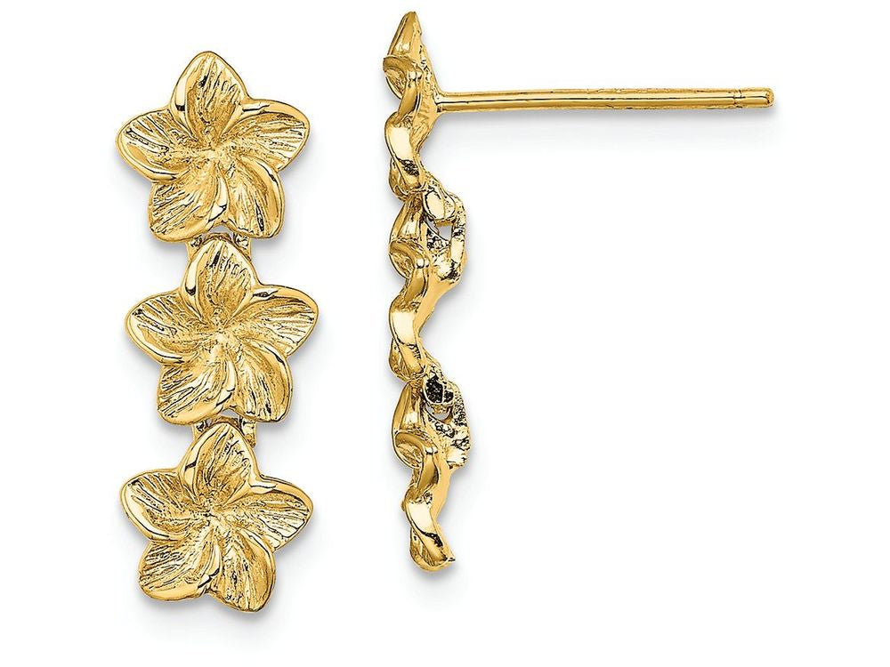 FJC Finejewelers 14k Yellow Gold Triple Flower Post Drop Earrings