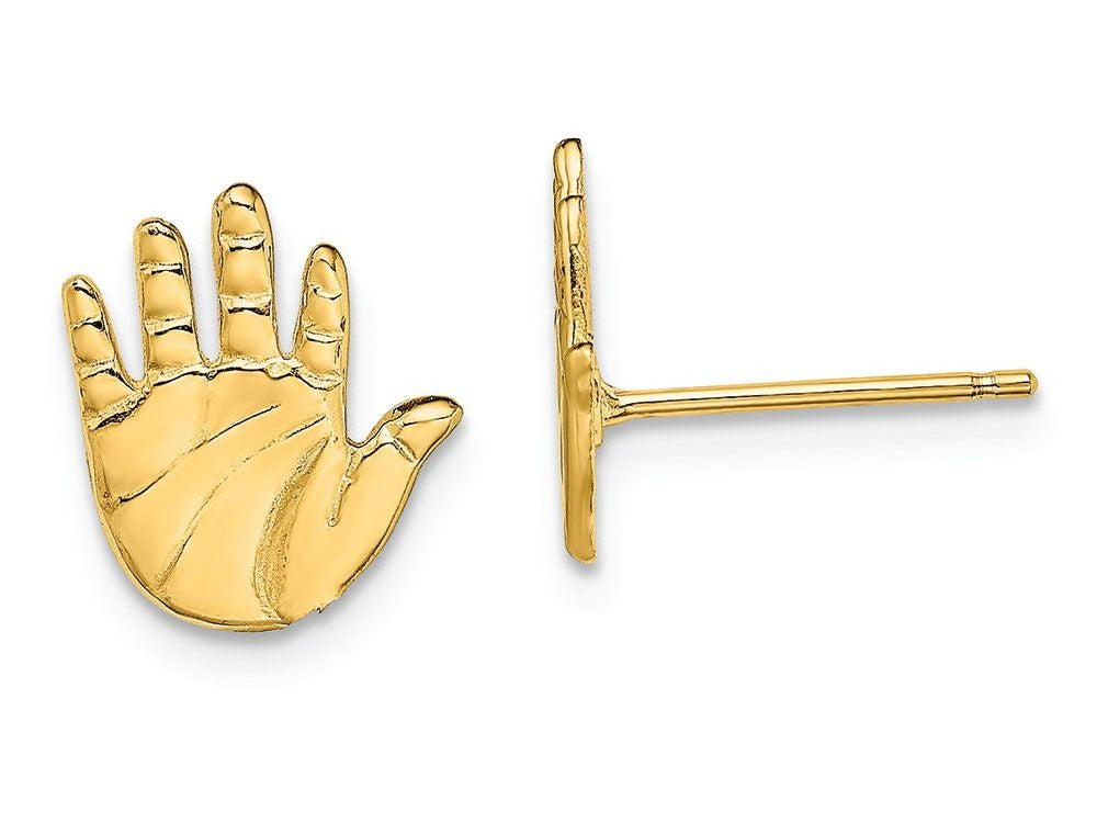 FJC Finejewelers 14k Yellow Gold Single Hand Print Post Earrings