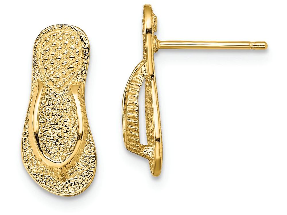 FJC Finejewelers 14k Yellow Gold Large Flip-flop Post Earrings (textured Straps)