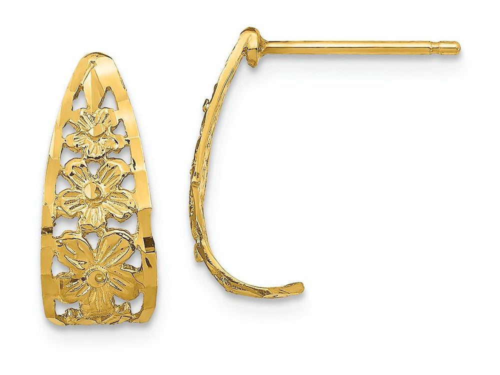 FJC Finejewelers 14k Yellow Gold Flower Tiered Bright Cut Edge Post Earring