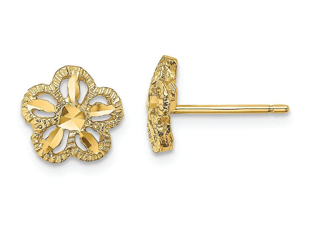 FJC Finejewelers 14k Yellow Gold Bright Cut Flower Post Earrings