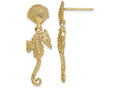 FJC Finejewelers 14k Yellow Gold Shell Seahorse Double Dangle Earrings