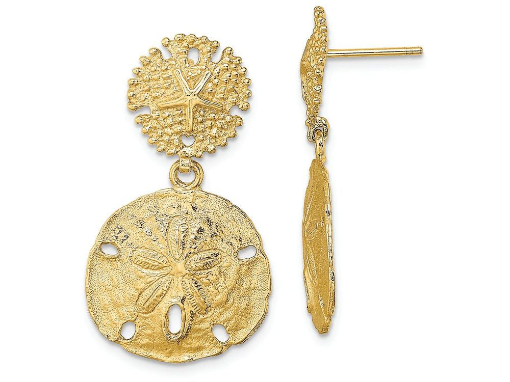 FJC Finejewelers 14k Yellow Gold Double Sand Dollar Dangle Earringstext