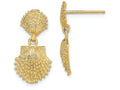 FJC Finejewelers 14k Yellow Gold Double Beaded Scallop Shell Dangle Earrings