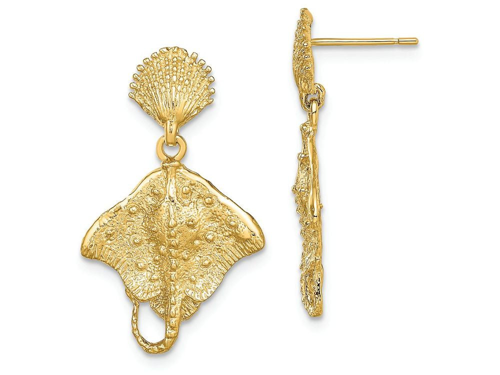 FJC Finejewelers 14k Yellow Gold Shell Stingray Dangle Earrings (2 0f 2)