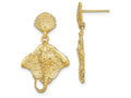 FJC Finejewelers 14k Yellow Gold Shell Stingray Dangle Earrings (2 0f 2)