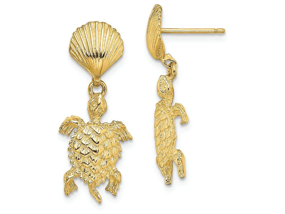 FJC Finejewelers 14k Yellow Gold Shell Land Turtle Dangle Earrings