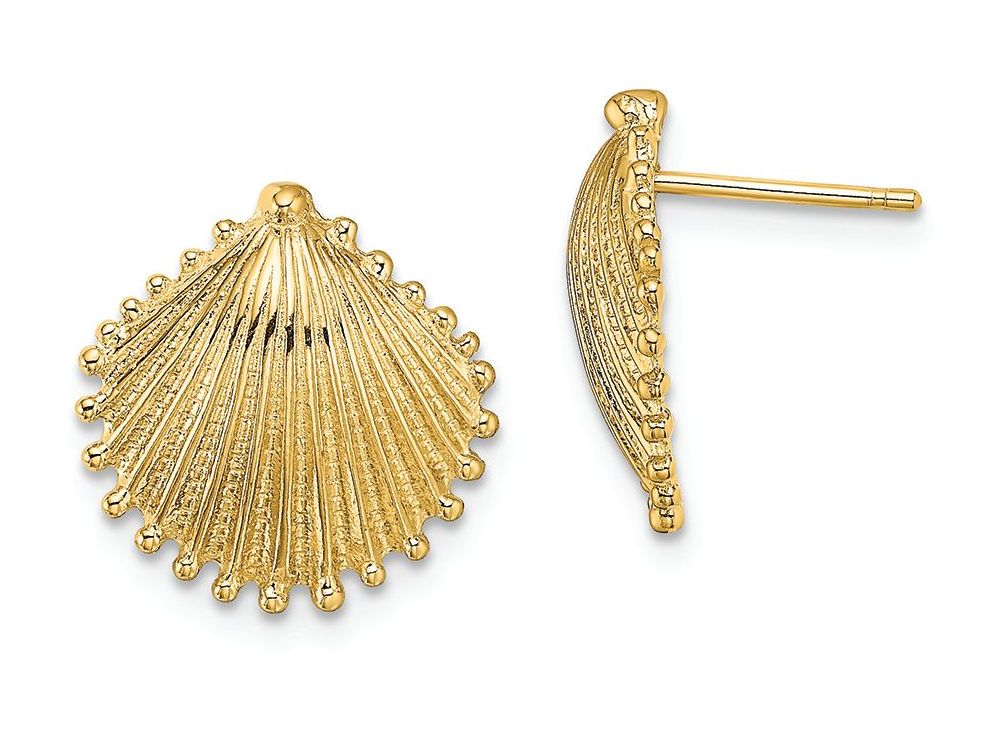 FJC Finejewelers 14k Yellow Gold Scallop Shell Post Earrings