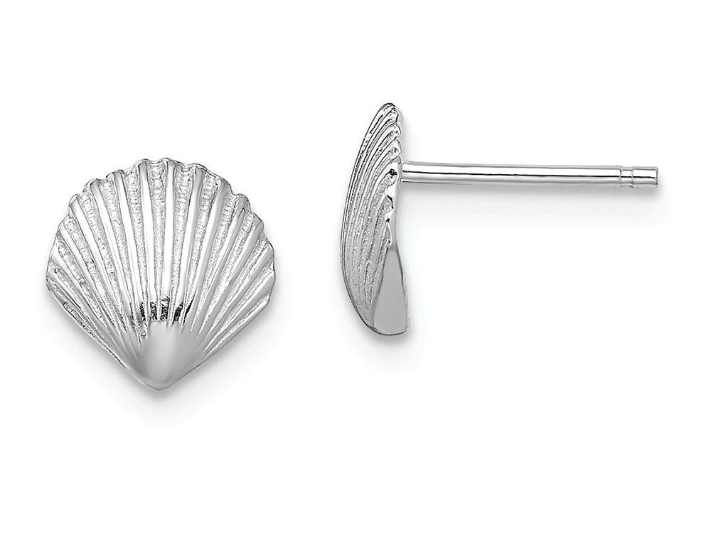 FJC Finejewelers 14k White Gold Scallop Shell Post Earrings
