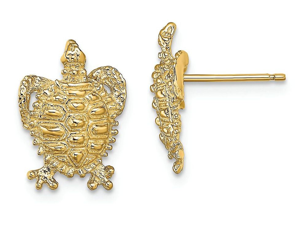 FJC Finejewelers 14k Yellow Gold Sea Turtle with Spiny Shell Post Earrings