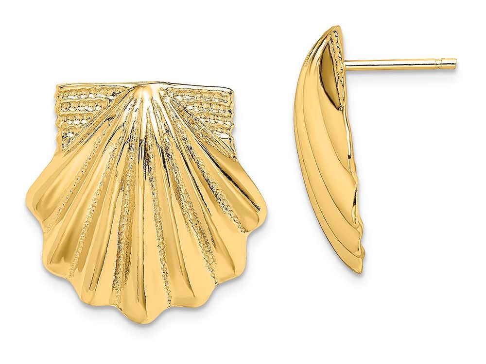 FJC Finejewelers 14k Yellow Gold Scallop Shell Earrings