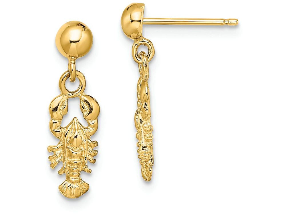 FJC Finejewelers 14k Yellow Gold Lobster Dangle Earrings with Ball Post