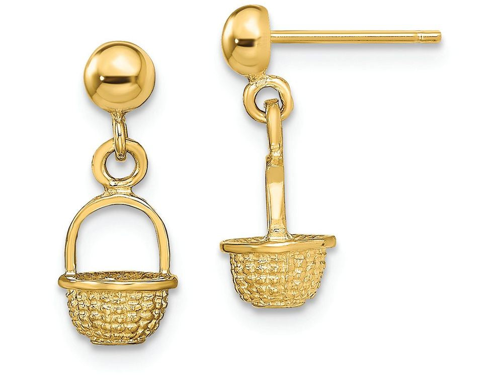 FJC Finejewelers 14k Yellow Gold 3d Mini Basket Drop Earrings