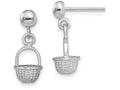 FJC Finejewelers 14k White Gold White 3d Mini Basket Drop Earrings