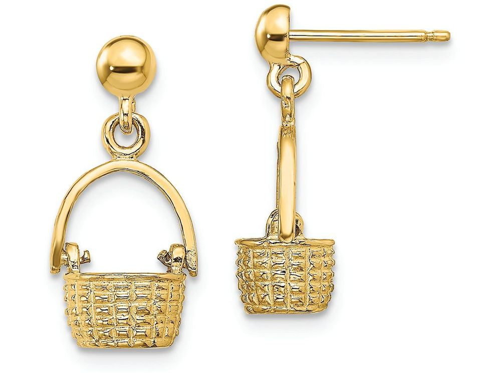 FJC Finejewelers 14k Yellow Gold 3d Basketmoveable Handle Dangle Earrings