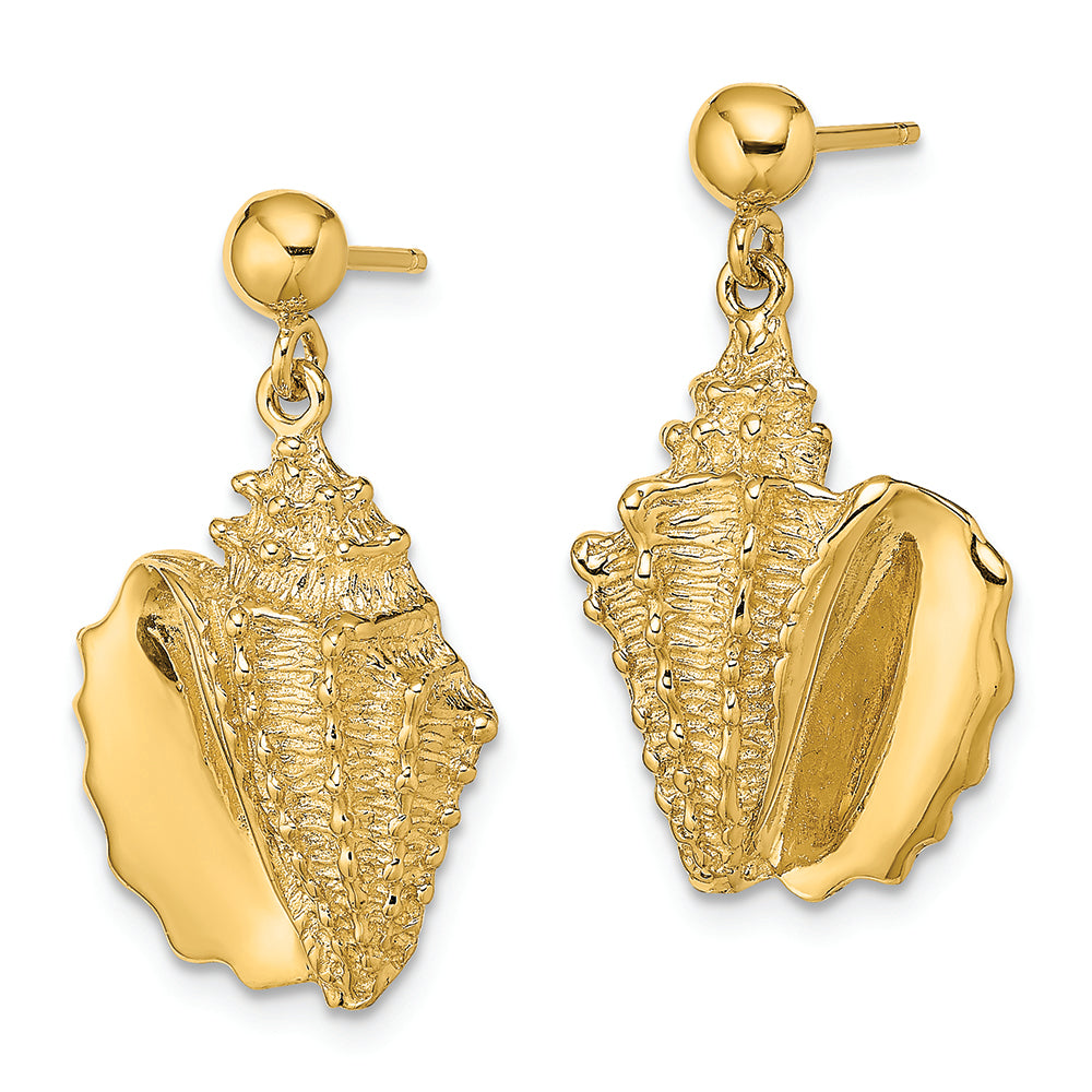 FJC Finejewelers 14k Yellow Gold Conch Shell Dangling Post Earrings