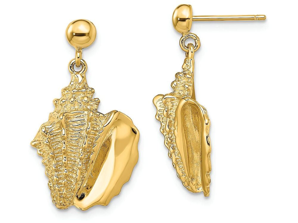 FJC Finejewelers 14k Yellow Gold Conch Shell Dangling Post Earrings