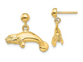 FJC Finejewelers 14k Yellow Gold 3d Manatee Dangle Earrings