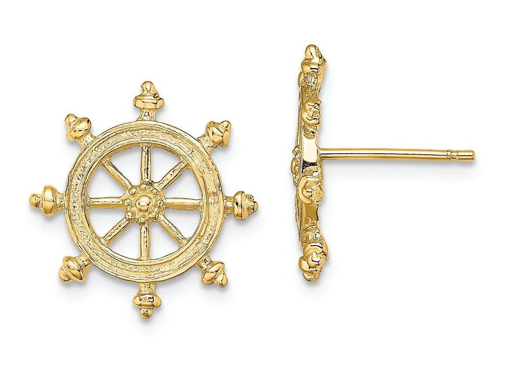 FJC Finejewelers 14k Yellow Gold Ship's Wheel Post Earrings