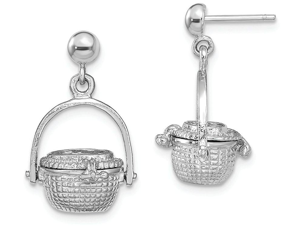 FJC Finejewelers 14k White Gold White 3d Nantucket Basket Dangle Earrings