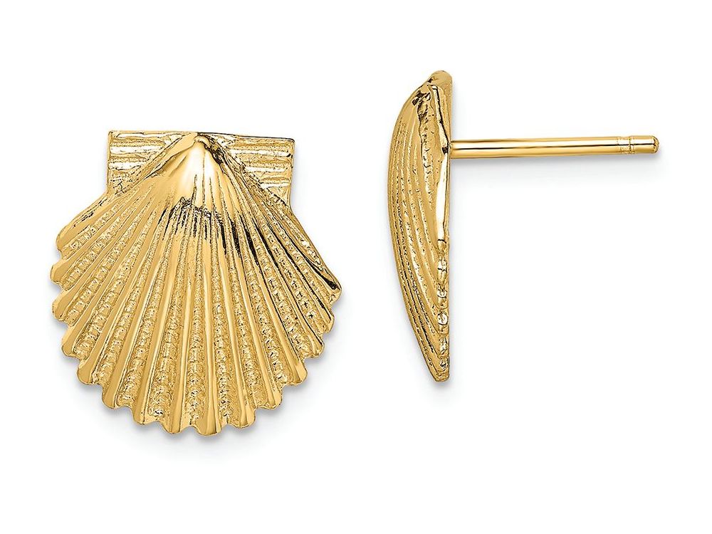 FJC Finejewelers 14k Yellow Gold Scallop Shell Post Earrings