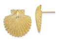 FJC Finejewelers 14k Yellow Gold Scallop Shell Post Earrings Text