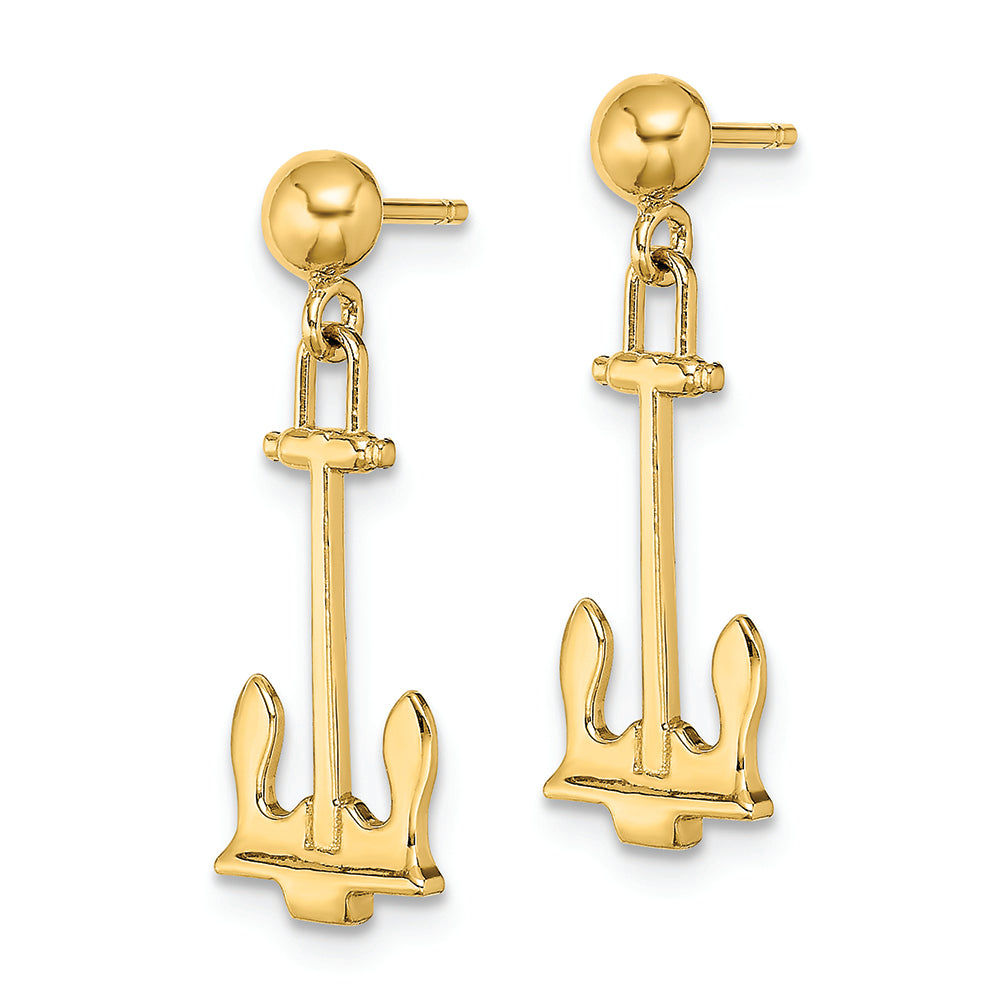 FJC Finejewelers 14k Yellow Gold Navy Anchordangle Earrings