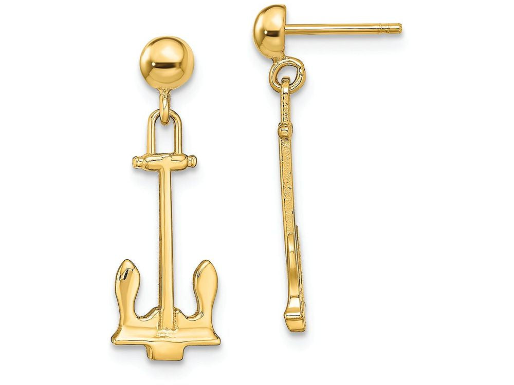 FJC Finejewelers 14k Yellow Gold Navy Anchordangle Earrings
