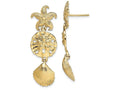 FJC Finejewelers 14k Yellow Gold Bright Cut Starfish Shell Sand Dollar Dangle Earrings