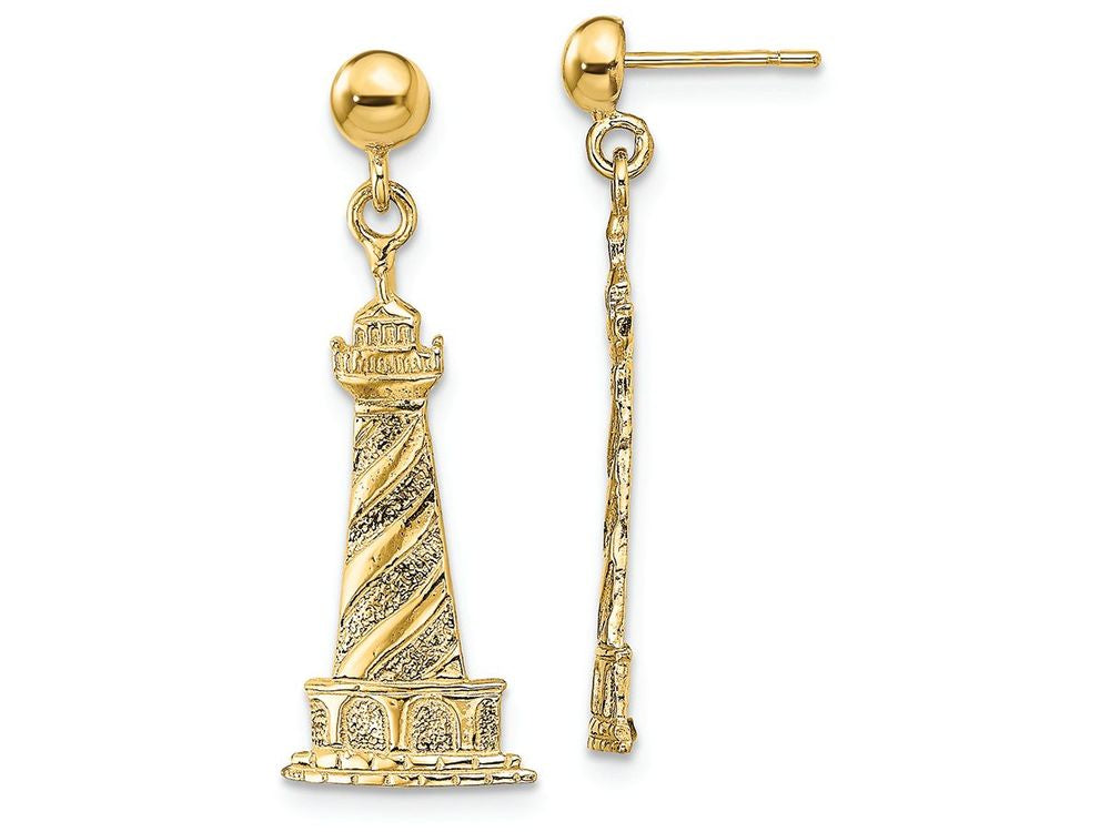 FJC Finejewelers 14k Yellow Gold Cape Hatteras Lighthouse Earrings