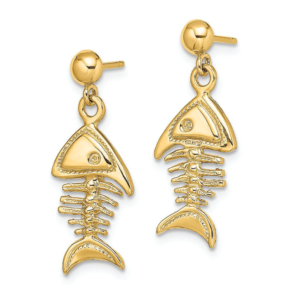 FJC Finejewelers 14k Yellow Gold 3d Fishbone Dangle Earrings