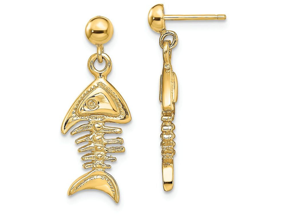 FJC Finejewelers 14k Yellow Gold 3d Fishbone Dangle Earrings