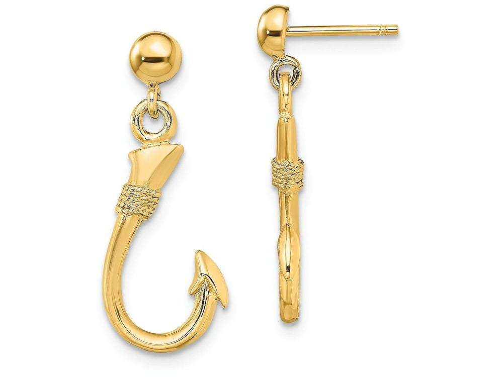 FJC Finejewelers 14k Yellow Gold 3d Fish Hook Dangle Earrings