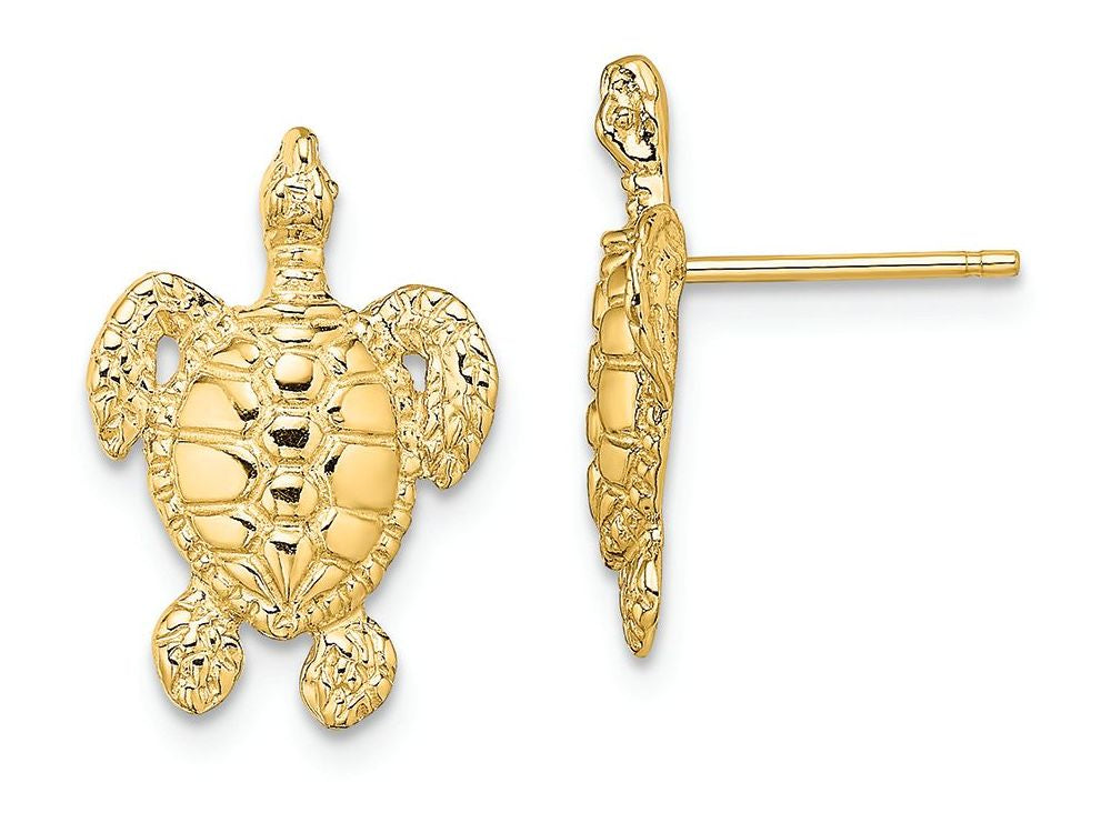 FJC Finejewelers 14k Yellow Gold Sea Turtle Post Earrings Polish Textured