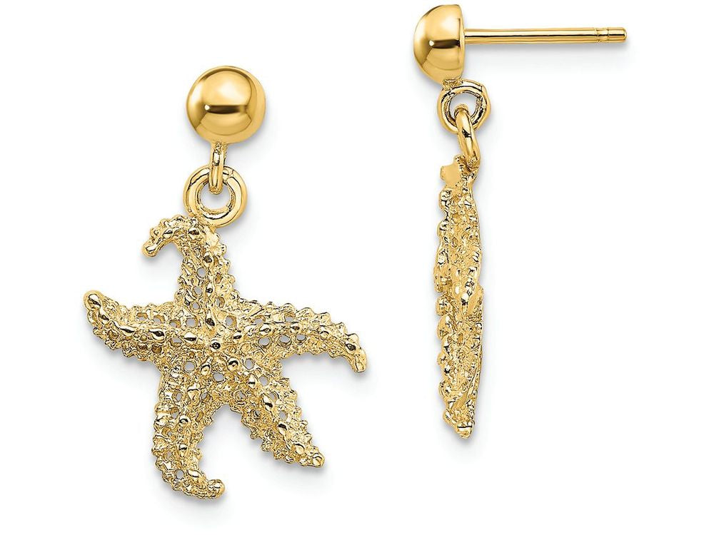FJC Finejewelers 14k Yellow Gold Starfish with Small Holes Dangle Earrings