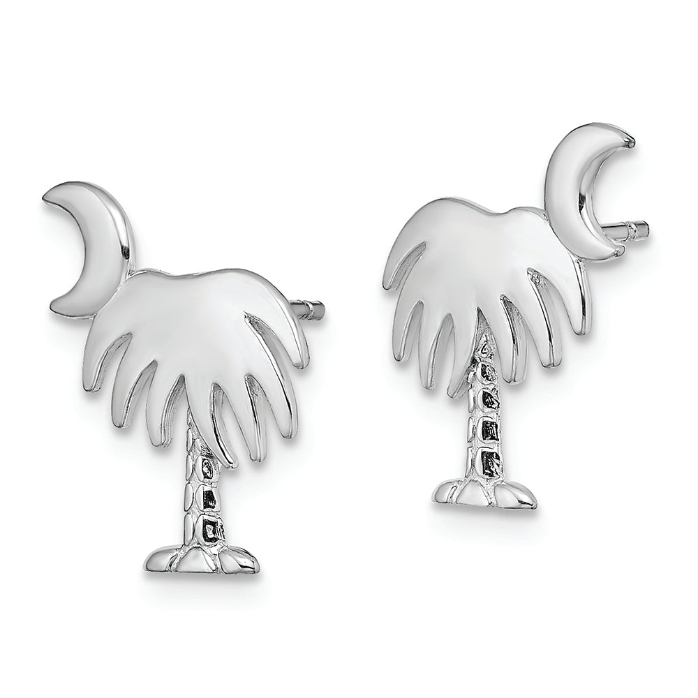 FJC Finejewelers 14k White Gold White Charleston Palm Tree with Moon Post Earrings