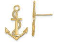 FJC Finejewelers 14k Yellow Gold Anchor with Rope Post Earrings Polish Textured