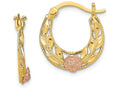 FJC Finejewelers 14k Two-tone Gold Hoop with Pink Flower Charm