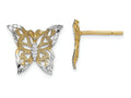 FJC Finejewelers 14k Two-tone Gold Bright Cut Butterfly Post Earrings