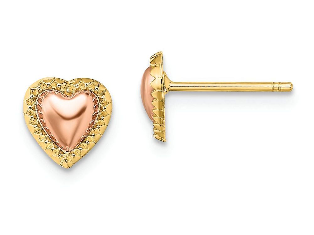 FJC Finejewelers 14k Two-tone Gold Pink Heart with Beaded Yellow Frame Charm