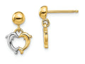 FJC Finejewelers 14k Two-tone Gold White Yellow Dolphin Dangle Earrings
