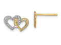 FJC Finejewelers 14k Two-tone Gold Double Heart Post Earringswhite Yellow