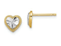 FJC Finejewelers 14k Yellow Gold with with Rhodium Heart Earrings Bright Cut Center