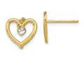 FJC Finejewelers 14k Two-tone Gold Heart Bright Cut Shooting Starburst Post Earrings