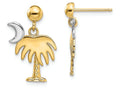 FJC Finejewelers 14k Two-tone Gold Charleston Palm Tree Moon Dangle Earrings