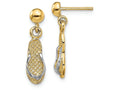 FJC Finejewelers 14k Two-tone Gold Single Flip-flop Dangle Earrings (white Straps)
