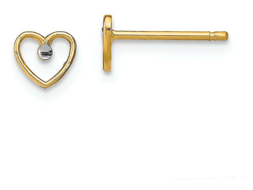 FJC Finejewelers 14k Two-tone Gold Heart Bright Cut Accent Post Earrings