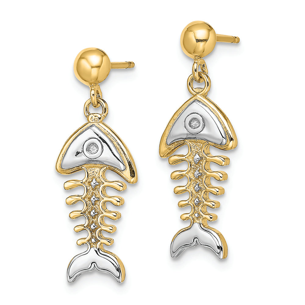 FJC Finejewelers 14k Two-tone Gold Fishbone Dangle Earringstwo-color
