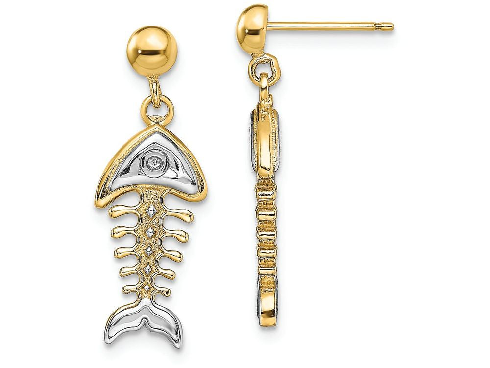 FJC Finejewelers 14k Two-tone Gold Fishbone Dangle Earringstwo-color