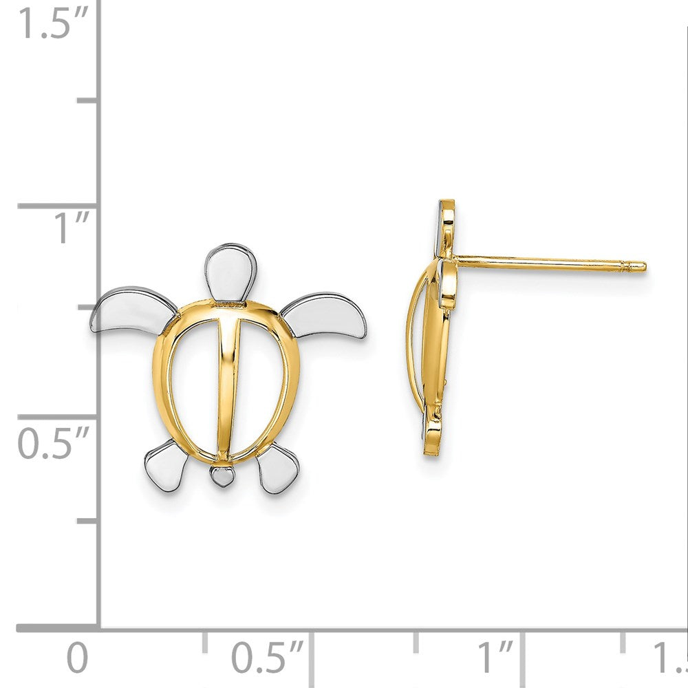 FJC Finejewelers 14k Two-tone Gold Two-color Sea Turtle Post Charm
